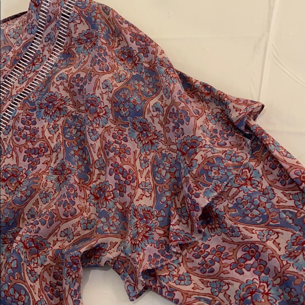 NWT Frye Floral Print Longsleeve V-neck Blouse Top - Picture 10 of 13